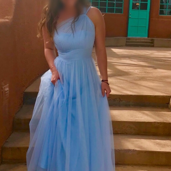 Sky-blue Chiffon Gown - Picture 2 of 3